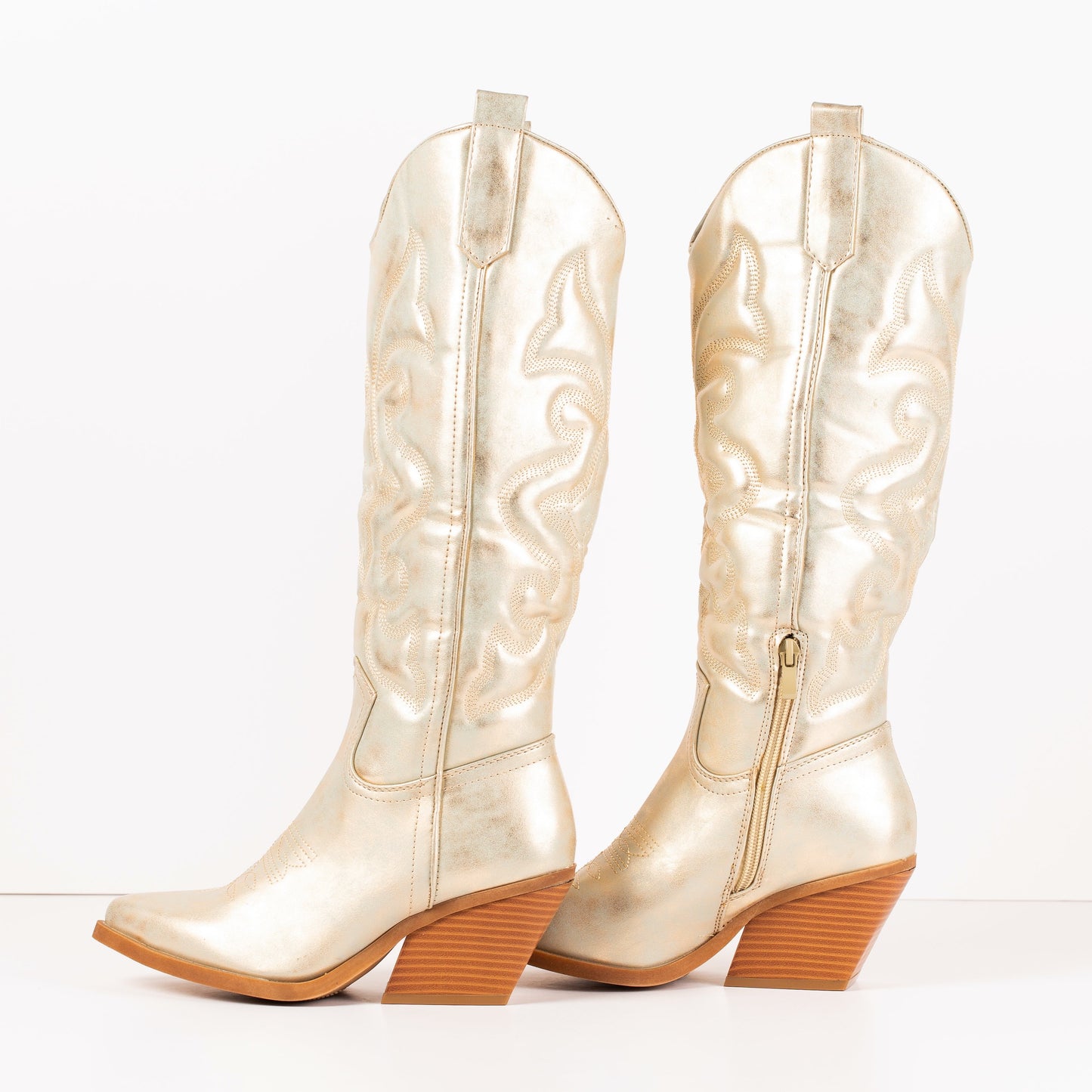 Botas altas cowboy doradas Sissi