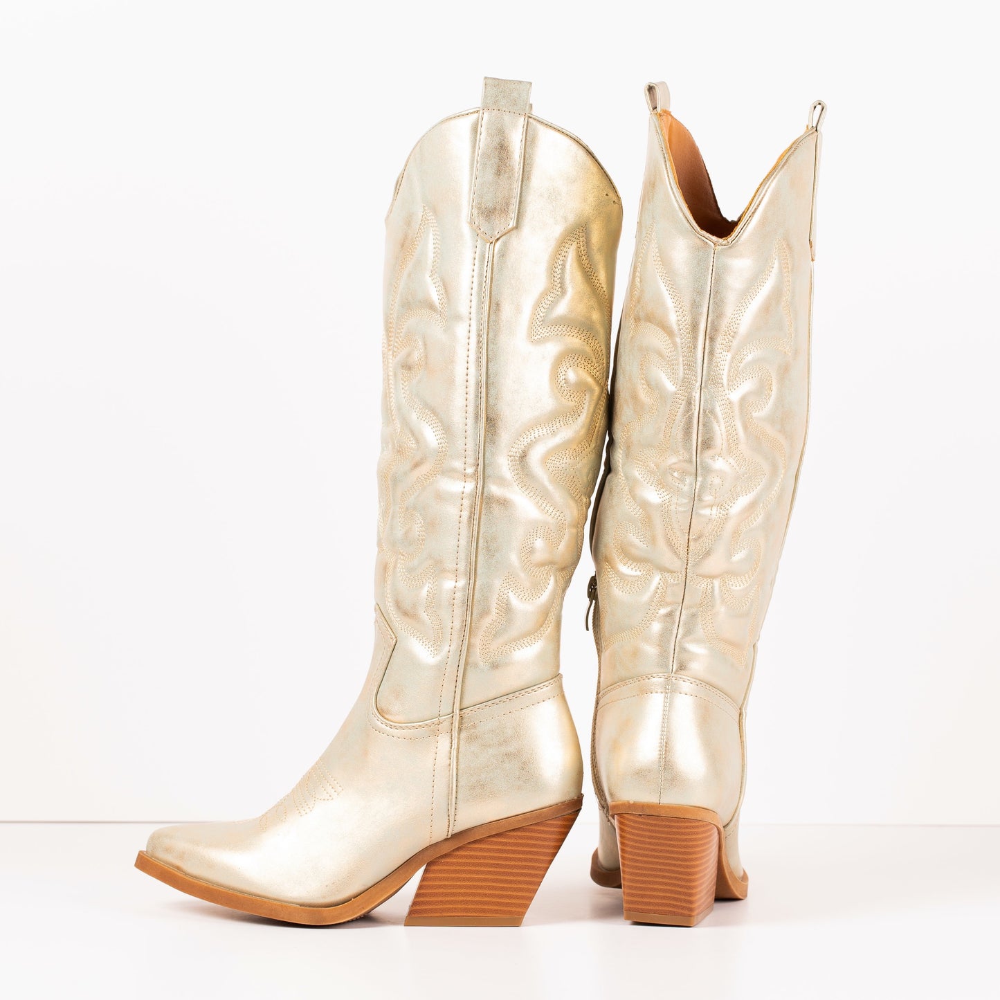Botas altas cowboy doradas Sissi