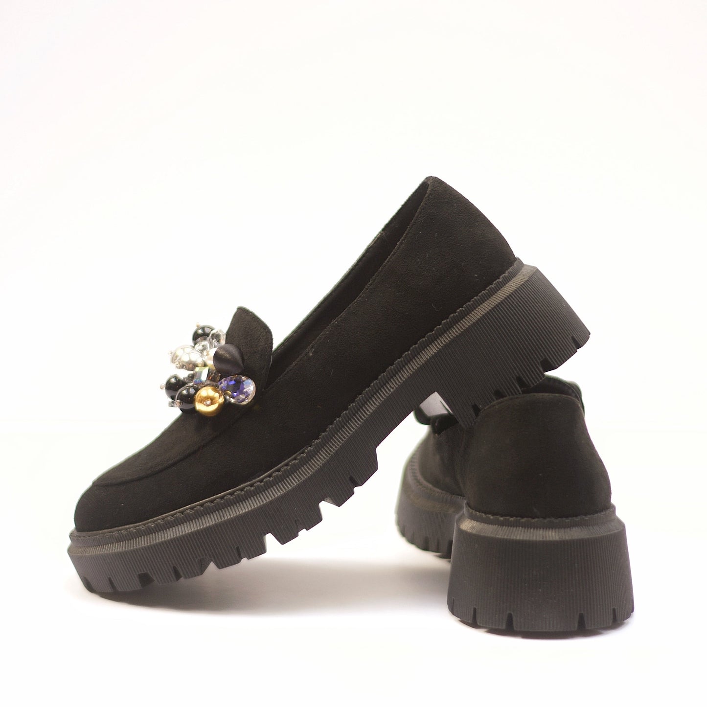 Mocasín con plataforma negro Valentina